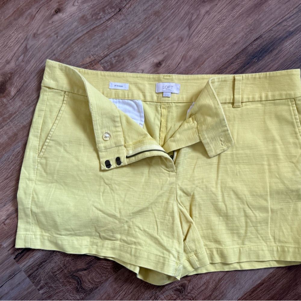 LOFT Bright Yellow Linen-Blend Shorts